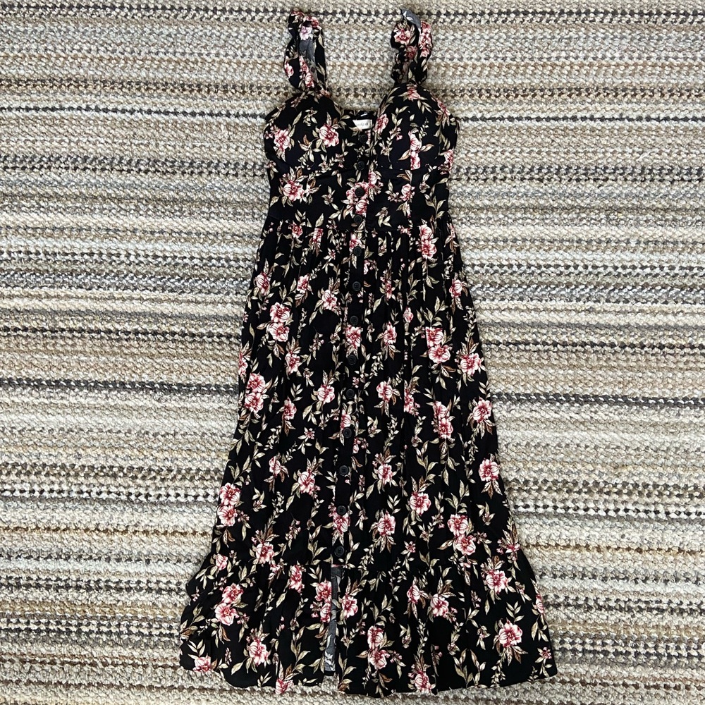 B.O.G Collective Long Black Floral Dress Sz M